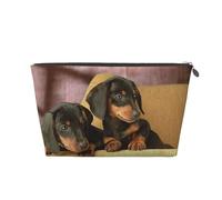 Impression Mignonne de Chien de Deux teckels, Trousse de Toilette Trousse de Maquillage Sac à cosmétiques Trousse de Toilette de Voyage Portable