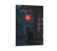 Impression murale chat noir sous la pluie, poster mélancolique, peinture sur toile, poster décoratif sur toile, affiches murales et image d'art moderne pour chambre à coucher, 30,5 x 45,7 cm