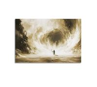 Impression murale de Moïse Parting The Red Sea Paysage de l'Ancien Testament Exode Biblique à Suspendre Poster Inspirant Verse de la Bible Chrétienne Décoration murale pour intérieur religieux 50,8 x