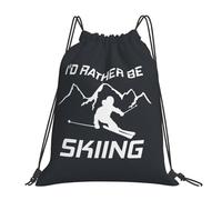 Impression Murale Et Artistique « Je Préférerais Skier » Unisexe Sac À Cordon Grand Sac À Dos À Cordon Léger Gym Sack Pour Gymnastique Piscine Natation