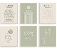 Impression murale Matisse vert sauge, art mural abstrait Matisse, affiche d'exposition, silhouette minimaliste de femme, impression d'art bohème, décoration murale pour galerie (20,3 x 25,4 cm, sans