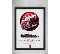 Impression murale Motif casque de pilote de course Formule 1 Charles Leclerc Scuderia Ferrari F1-75 Cadre A4 31 x 23 cm