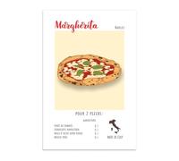 Impression Murale Pizza Margherita, Cuisine Italienne, Idée Cadeau Originale, Décoration Maison Salon Bureau Cuisine, Poster sur Papier Glossy Premium (A3 (29,7 x 42 cm))
