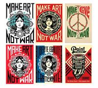 Impression murale rétro Make Art Not War, peinture sur toile Shepard Fairey, affiche Vintage, image murale pour décoration intérieure de chambre 5