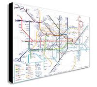 Impression murale sur toile plan du métro londonien London Underground - Différentes tailles, Bois dense, A1 32x24 inches