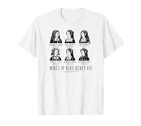 Impression Noire Wives of King Henry VIII Line Art T-Shirt Graphique avec Valeur