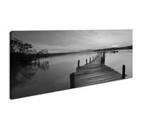 Impression numérique de qualité supérieure avec cadre en bois véritable - Motif : ponte au lever du soleil - Effet : noir/blanc - 120 x 60 cm