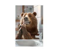 Impression numérique sur toile représentant un ours qui se brosse, 20 x 30 cm
