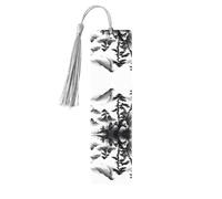 Impression paysage chinois - Marque-pages en bois avec pompon pour lecteurs et amateurs de livres - Cadeaux artistiques faits à la main pour enseignants, collègues, décoration de bureau.