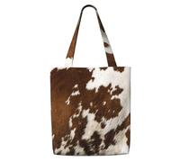 Impression peau de vache rouge et blanche，Sacs d'épicerie réutilisables, sacs fourre-tout de grande capacité, sac à bandoulière en toile