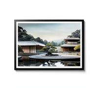 Impression photographique du temple zen, affiche de paysage moderne, décoration murale de voyage, thème temple japonais, décoration d'intérieur, cadeau, archivage mat, A5 (encadré) - 21 x 14,8 cm