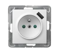 IMPRESSION Prise simple avec ouvertures blanches avec chargeur GP-1YZPUSB/m/00