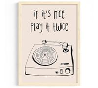 Impression rétro avec platine et disque « If It's Nice It's Twice » (A3-29,7 x 42 cm)