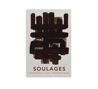 Impression Soulages, affiche d'exposition lithographique, art mural noir et blanc, peinture abstraite scandinave moderne, minimaliste, décoration murale pour chambre d'adolescent, garçon, peinture sur