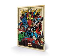 Marvel Comics – Impression bois – Avengers à l'action – 20 x 29,5 cm – G