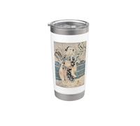 Impression sur bois japonais Edo Période Gobelet isotherme en acier inoxydable double paroi