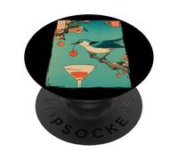 Impression sur Bois Japonais Ukiyo-e Oiseau Cerise Cocktail Art Print PopSockets PopGrip Adhésif