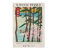 Impression sur bois japonaise Spring In Arashiyama - Poster moderne - Exposition murale japonaise Ukiyo-E - Décoration d'intérieur - Mat d'archivage - A5 (impression uniquement) - 21 x 14,8 cm