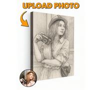 Impression sur canevas de croquis au crayon personnalisée à partir d'une photo, cadeau artistique fait à la main personnalisé pour les proches, la famille et les amis 18x12IN-Encadré,Encadré 12x8IN,18