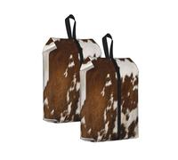 Impression sur Cuir de Vachette Rouge et Blanc， Lot de 2 Sacs à Chaussures de Voyage, Sacs de Rangement imperméables, Organisateur de Chaussures pour Les Voyages et la Maison