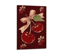 Impression sur le thème des cerises nouées avec un nœud, poster romantique, impression sur toile, poster décoratif sur toile, affiches murales et image d'art moderne pour chambre à coucher, 40,6 x 61