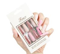 Impression sur les ongles Cercueil long, longue impression sur les ongles pour ballet, bâton sur les ongles de manucure pour femmes, ongles acryliques artificiels réutilisables Colle sur les ongles