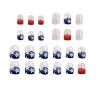 Impression sur les ongles de l'indépendance, faux ongles du 4 juillet,Ongle couverture totale avec design drapeau américain | 4 juillet ongles, 24 dessins américains étoiles et rayures, unghi
