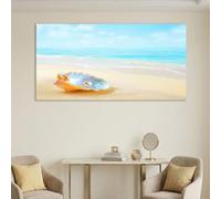Impression Sur Plage Perle Coquillage 120 x 80 cm - Décoration Murale | Impression Sur Toile Surréaliste - Décoration Murale Sans Cadre pour Salon, Chambre, Salle à Manger et Bureau
