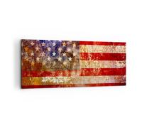 Impression sur Toile 100x40cm Tableaux Amérique Drapeau national patriotique