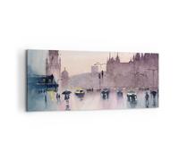 Impression sur Toile 100x40cm Tableaux Aquarelle Ville Monuments Historiques