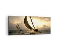 Impression sur Toile 100x40cm Tableaux bateau coucher du soleil Paysage
