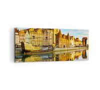 Impression sur Toile 100x40cm Tableaux Bateau rivière architecture histoire