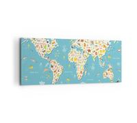 Impression sur Toile 100x40cm Tableaux géographie Globe graphique illustration