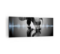 Impression sur Toile 100x40cm Tableaux Image Audio microphone musique studio