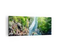 Impression sur Toile 100x40cm Tableaux Image Bateau falaises nature rochers