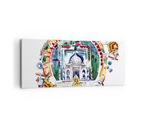 Impression sur Toile 100x40cm Tableaux Image Éléphants Inde Religion culture