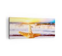 Impression sur Toile 100x40cm Tableaux Image Étoiles de mer plage sable océan