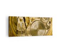 Impression sur Toile 100x40cm Tableaux Image Horloge montre mécanisme laiton