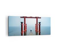 Impression sur Toile 100x40cm Tableaux Image Itsukushima-Jinja Temple Parapluie