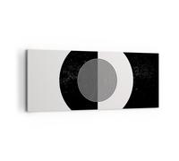 Impression sur Toile 100x40cm Tableaux Image L'Abstraction Roue Noir Et Blanc