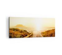 Impression sur Toile 100x40cm Tableaux Image le lever du soleil vague île océan