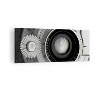 Impression sur Toile 100x40cm Tableaux Image Lentille Noir Et Blanc Vintage