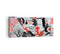 Impression sur Toile 100x40cm Tableaux Image Mots modèles coeurs le magazine