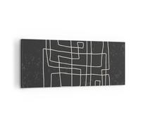 Impression sur Toile 100x40cm Tableaux Image Noir Et Blanc Labyrinthe Ligne