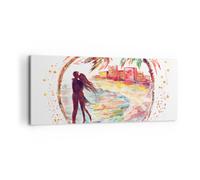 Impression sur Toile 100x40cm Tableaux Image Photo Amour Palmes Vue été