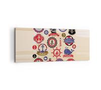 Impression sur Toile 100x40cm Tableaux Image Photo Ancre drapeau badge bateau