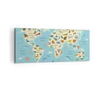 Impression sur Toile 100x40cm Tableaux Image Photo Animaux Le Monde Carte