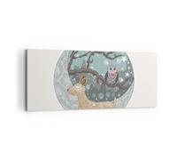 Impression sur Toile 100x40cm Tableaux Image Photo Animaux Nuit Lune hibou