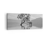 Impression sur Toile 100x40cm Tableaux Image Photo Arbre Symétrie Lac Decoration
