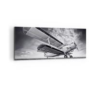 Impression sur Toile 100x40cm Tableaux Image Photo Avion An-2 Noir Et Blanc
